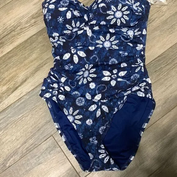 New. Bleu Rod Beattie blue strapless swimsuit. Normally $129. Size 8